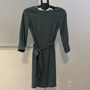 Forest green professional dress with long sleeves